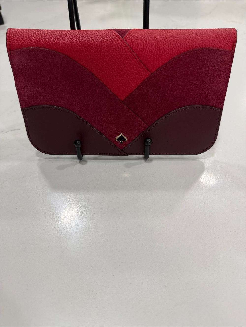 kate spade Red and Burgundy Patchwork Leather Clutch